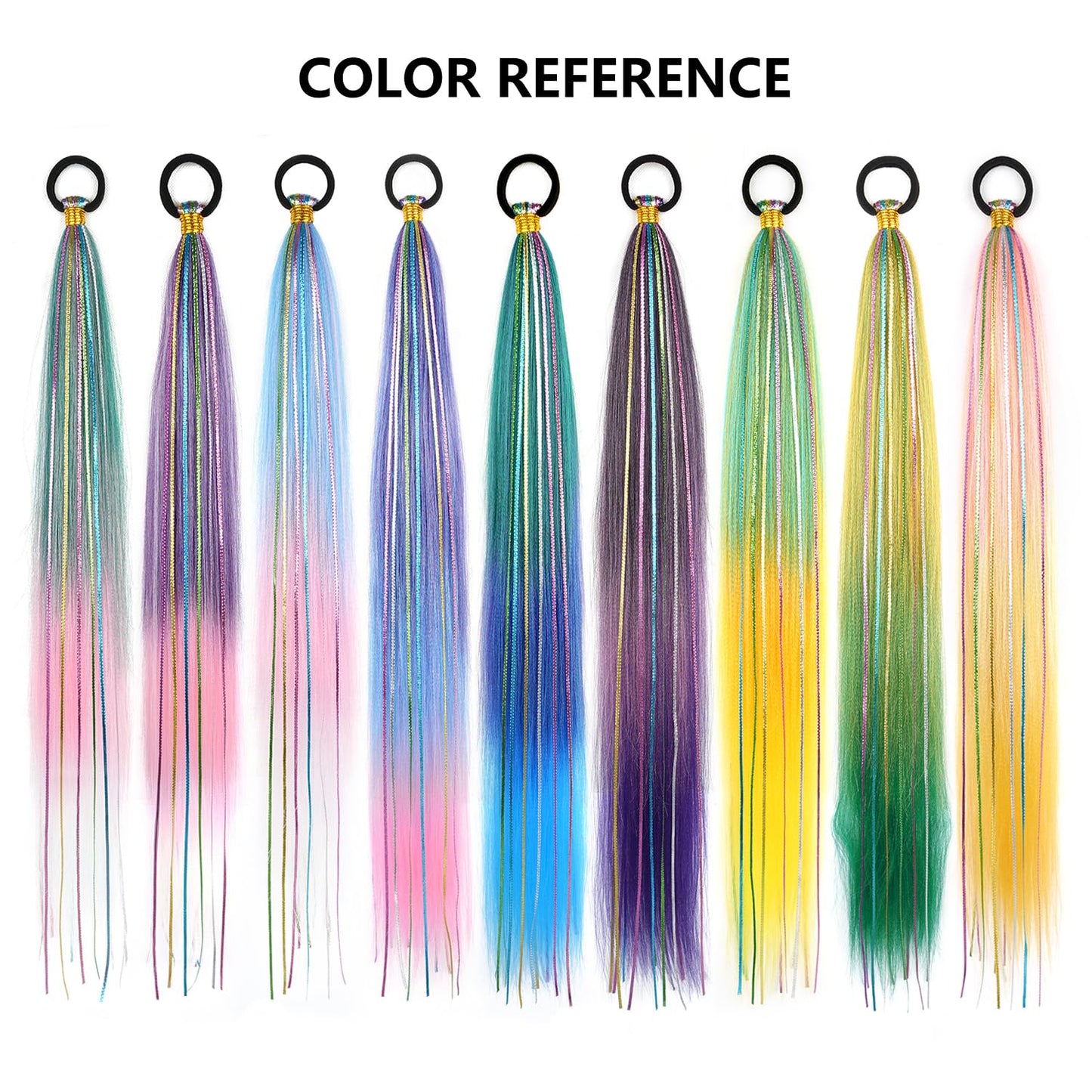 26 Inch Hair Tinsel Colored Hair Braided Ponytail Extension