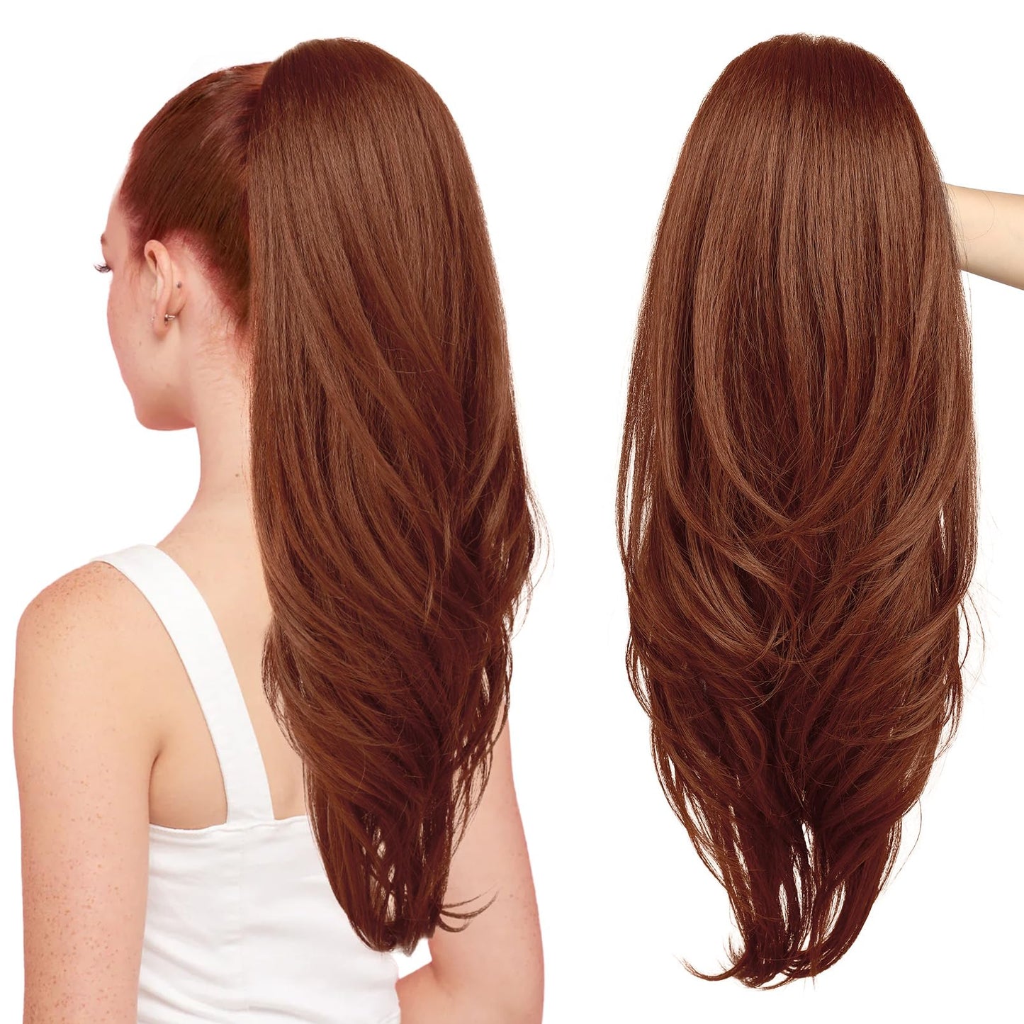 Drawstring Ponytail Extension, Long Wavy Multi Layered Clip in Ponytail Hair Extensions Stand Up High Fake Pony Tail Soft Natural Synthetic Hairpiece