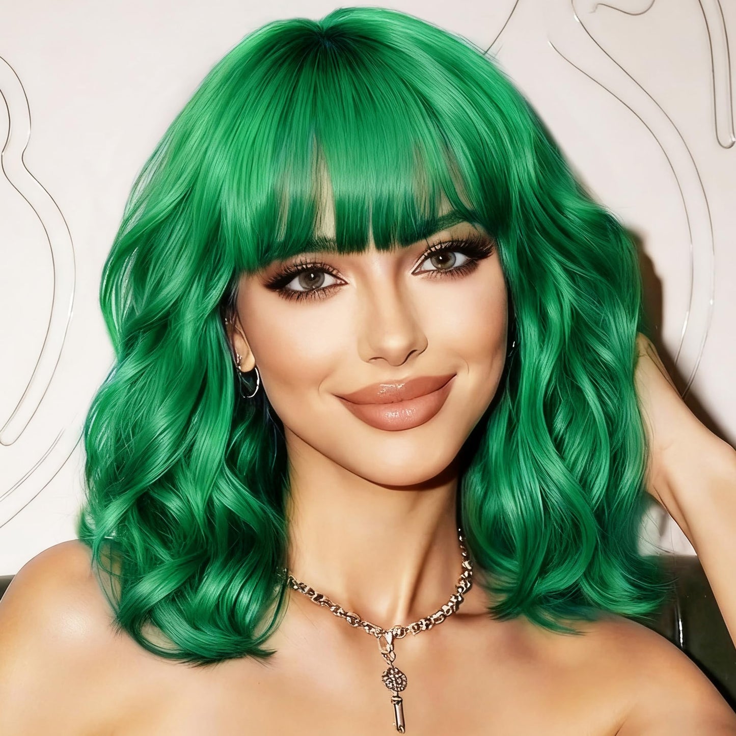 Natural-Looking Synthetic Wig Short Wavy Wig for Women for Party Hollaween Cosplay