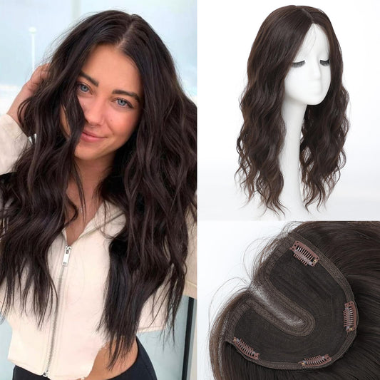 Hair Toppers For Women Synthetic Protein Fiber Curly Style Topper For Short Hair Length Women Solve Slightly Lossing And Gray Hair Problems