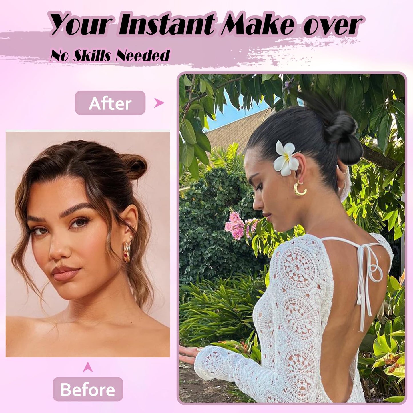 Clip-on Feather Bun Wig