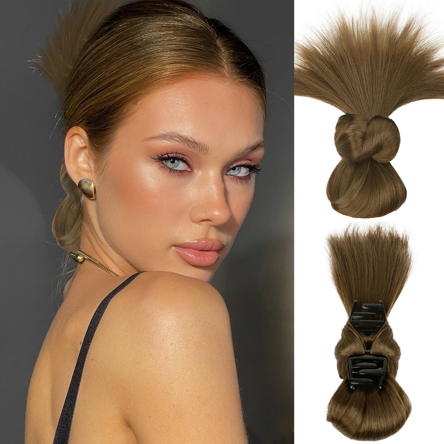 Clip-on Feather Bun Wig