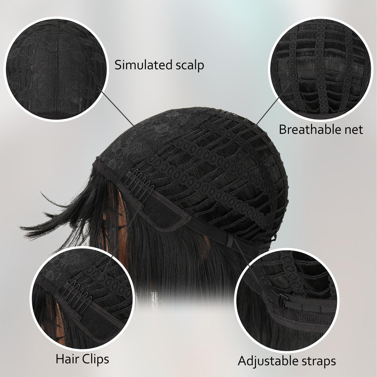Long Straight Layered Wig with Bangs for Women