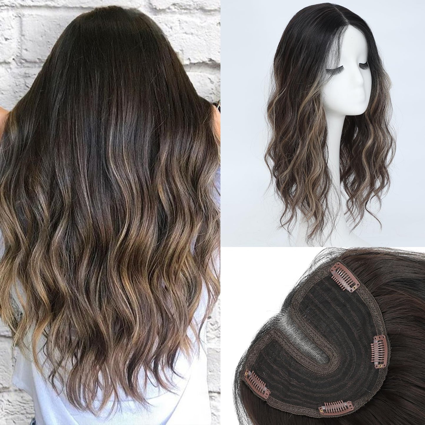 Hair Toppers For Women Synthetic Protein Fiber Curly Style Topper For Short Hair Length Women Solve Slightly Lossing And Gray Hair Problems