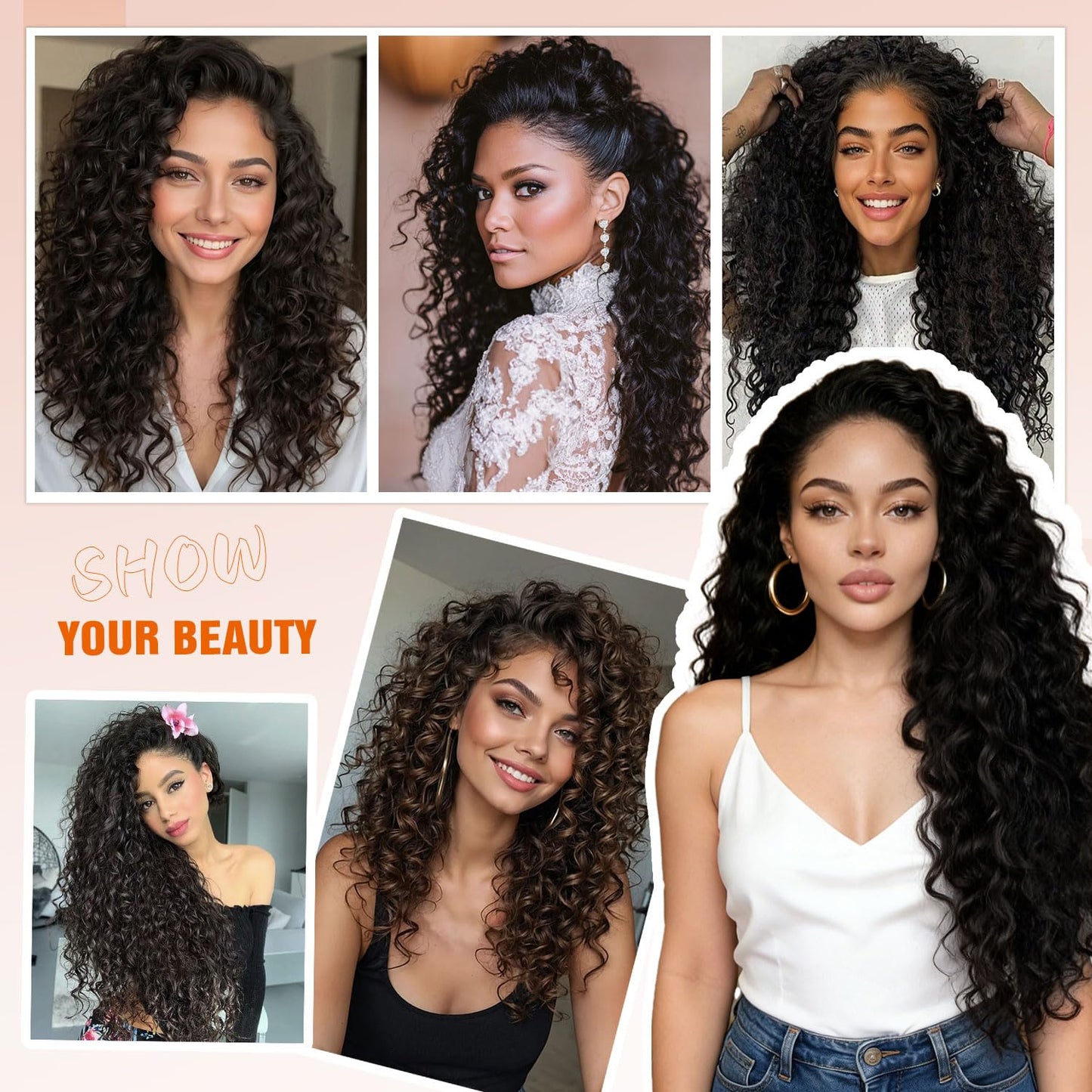 Deep Wave Synthetic Lace Front Wigs Long Curly Wigs for Women 34 inch Natural Looking Middle Wig for Daily Party Use