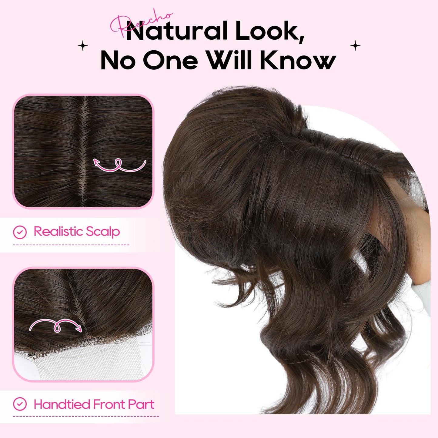 Messy bun Hair Pieces with Bangs - Hair Topper for Women