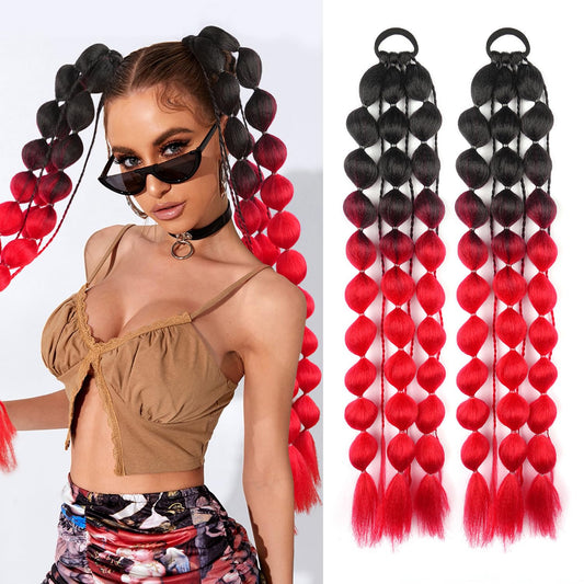 Colored Bubble Ponytail Extensions for Girls Kids with Hair Tie