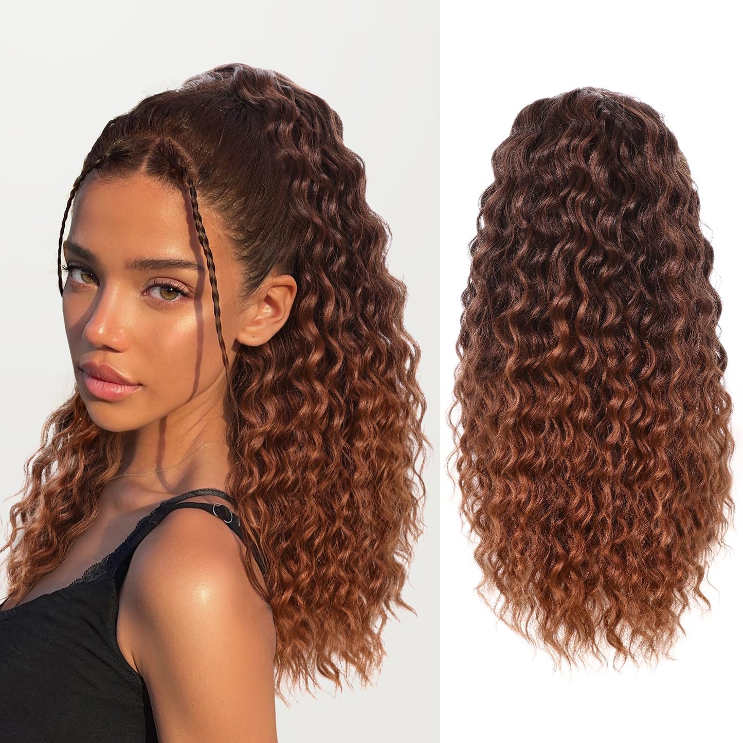 Ponytail Extension Fluffy Drawstring Ponytail Hair Extensions for Women Long Kinky Curly Wavy Pony Tail Yaki Synthetic Hairpieces 20 Inch