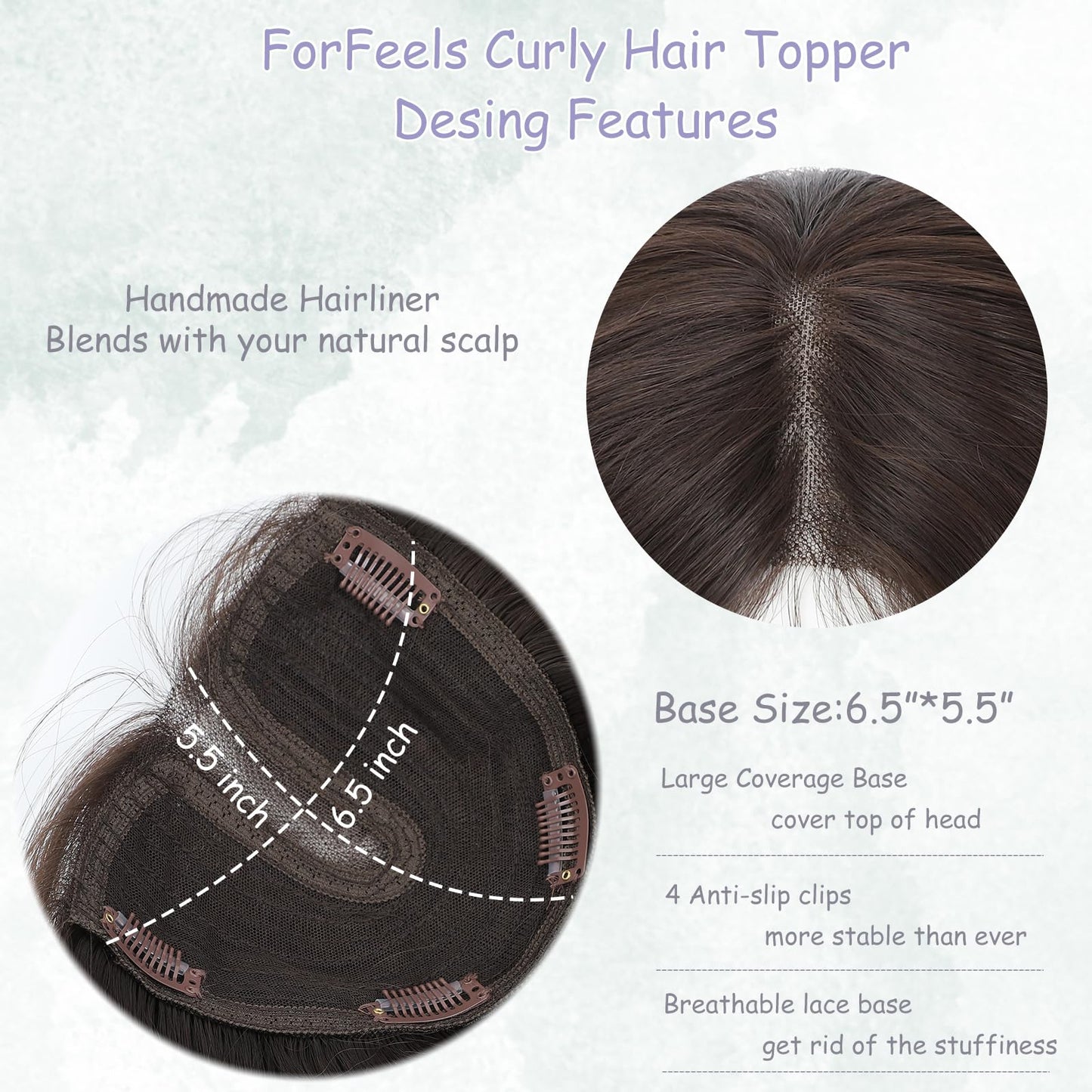 Hair Toppers For Women Synthetic Protein Fiber Curly Style Topper For Short Hair Length Women Solve Slightly Lossing And Gray Hair Problems