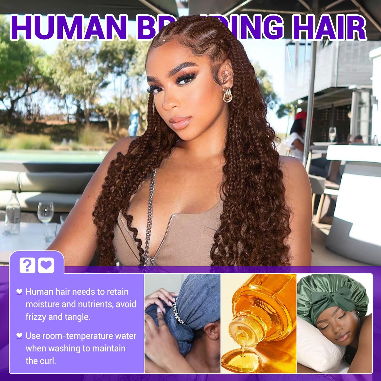 Human Braiding Hair for Boho Braids 110g 20 Inch Deep Wave Boho Bulk Human Hair for Braiding Knotless 12A Wet and Wavy Bohemian 3 No Weft Bundles/Pack Curly Braids
