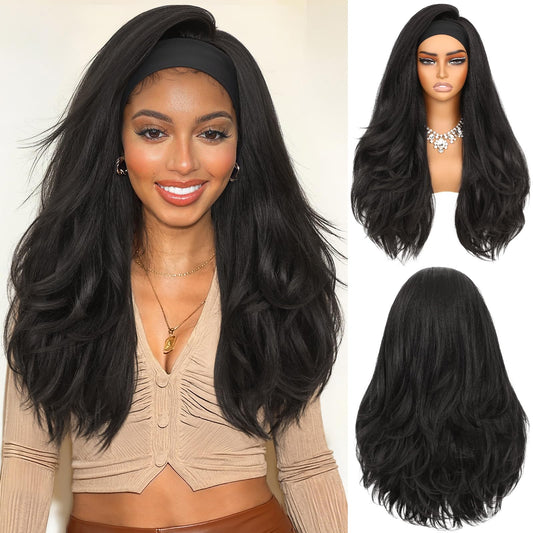 26 Inch Yaki Straight Headband Wig Kinky Straight Wear and Go Half Wig