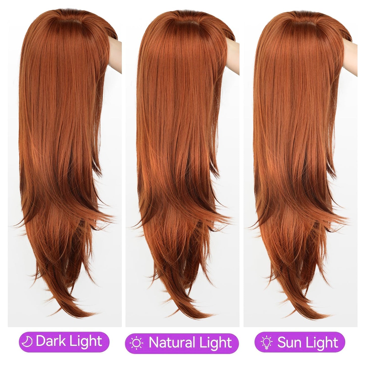 Long Wig with Bangs for Women,Layered Hairstyle Synthetic Heat Resistant for Daily Party Use
