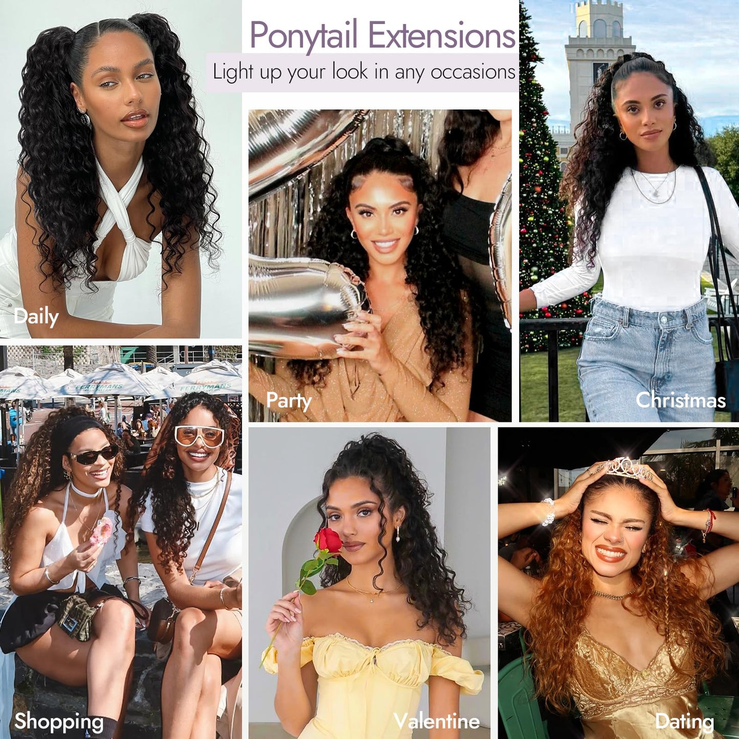 Ponytail Extension Fluffy Drawstring Ponytail Hair Extensions for Women Long Kinky Curly Wavy Pony Tail Yaki Synthetic Hairpieces 20 Inch