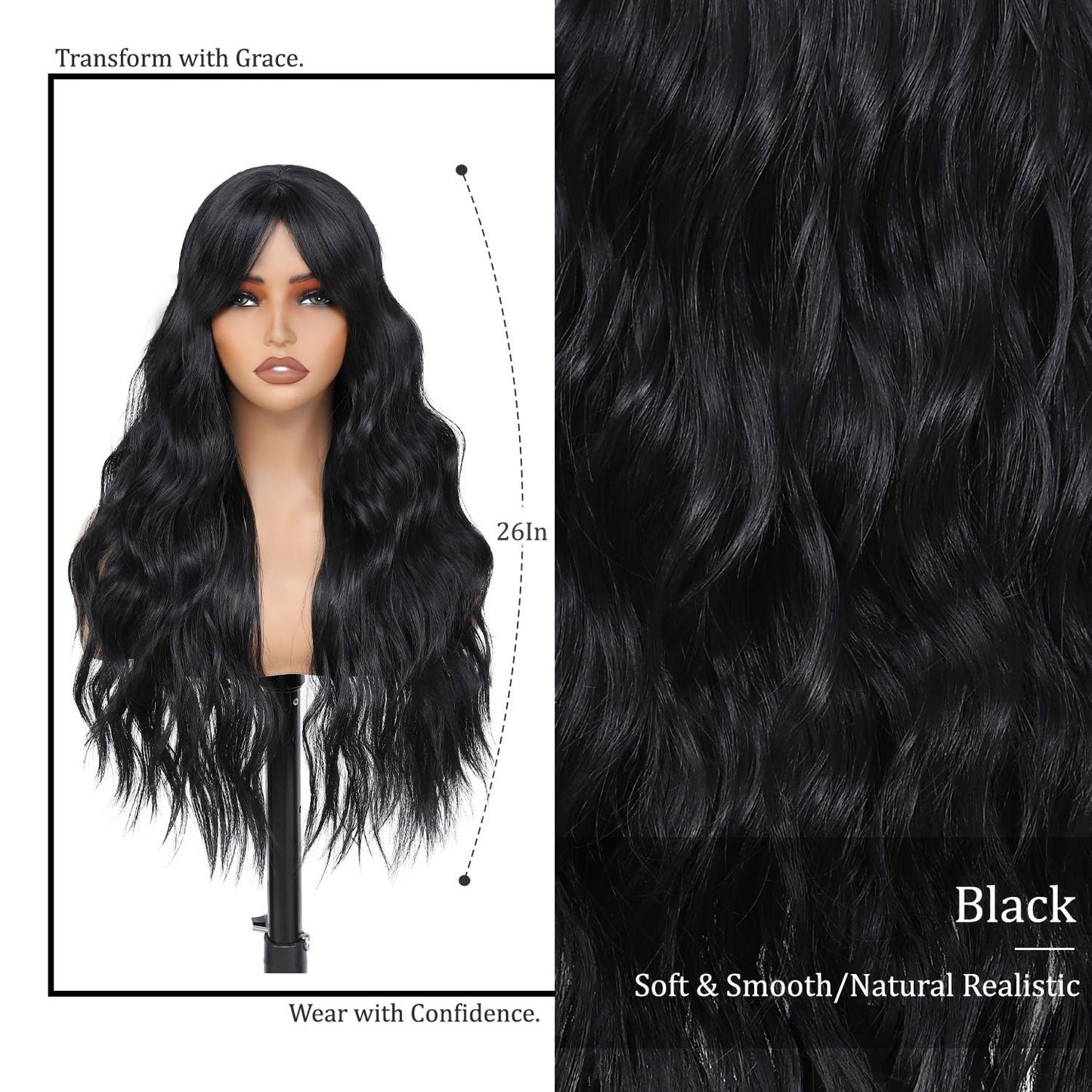 Refined hair Long curly wig with bangs