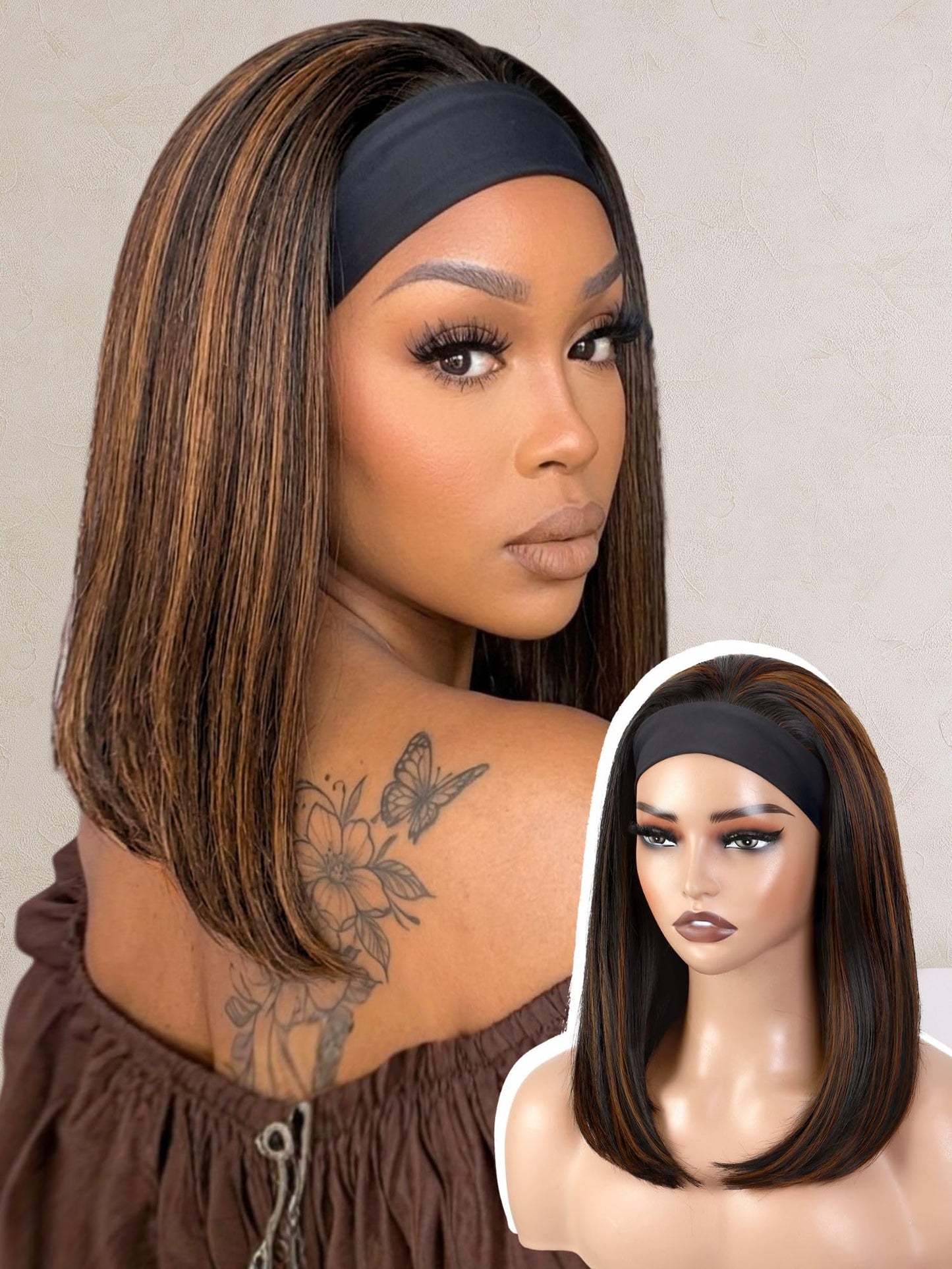 Bob Headband Wigs for Black Women