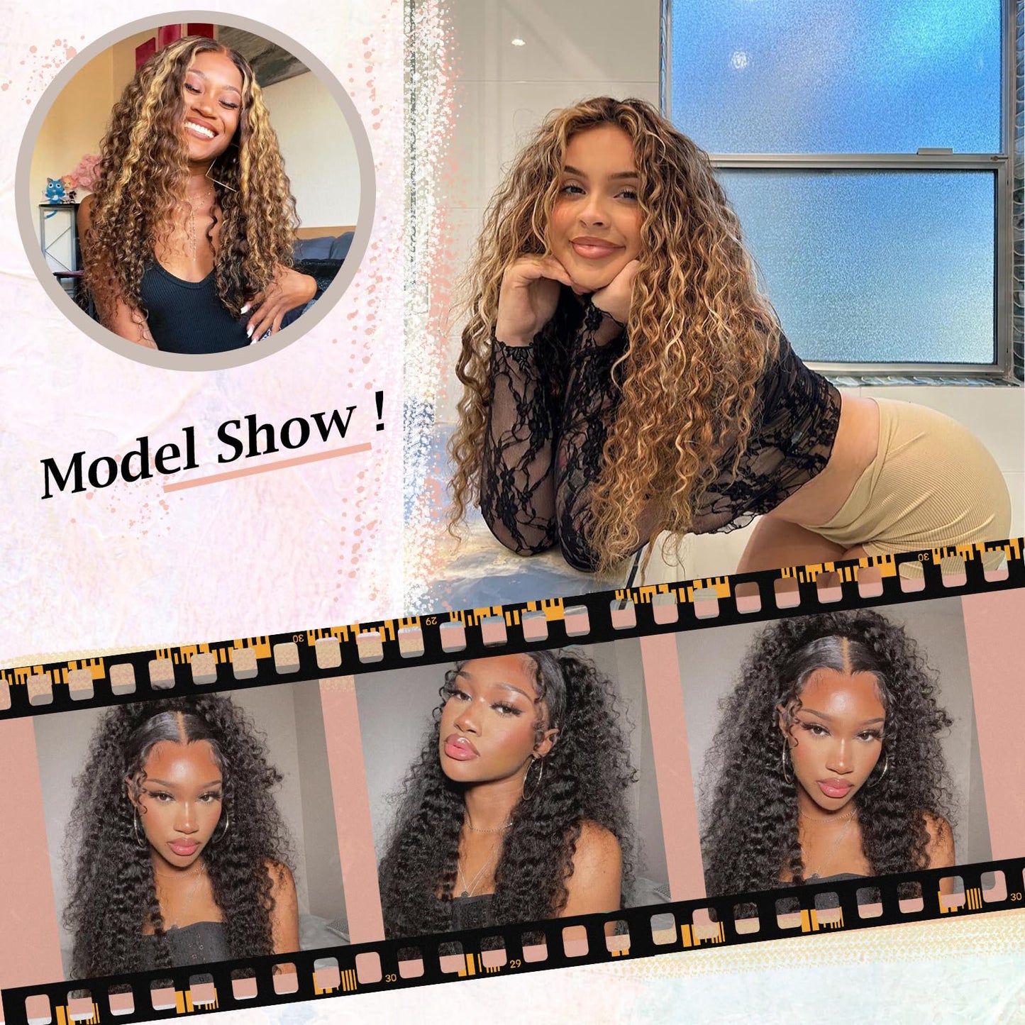 26 Inch Synthetic Curly Wigs for Women Long Curly Wig Deep Water Wave Glueless Wigs For Women
