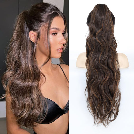 wavy ponytail extension synthetic hair pieces for women