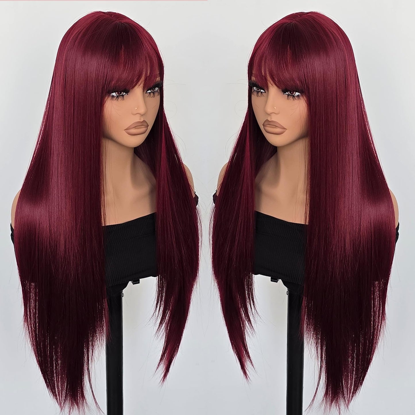 Colorful Long Straight Wig with Bangs