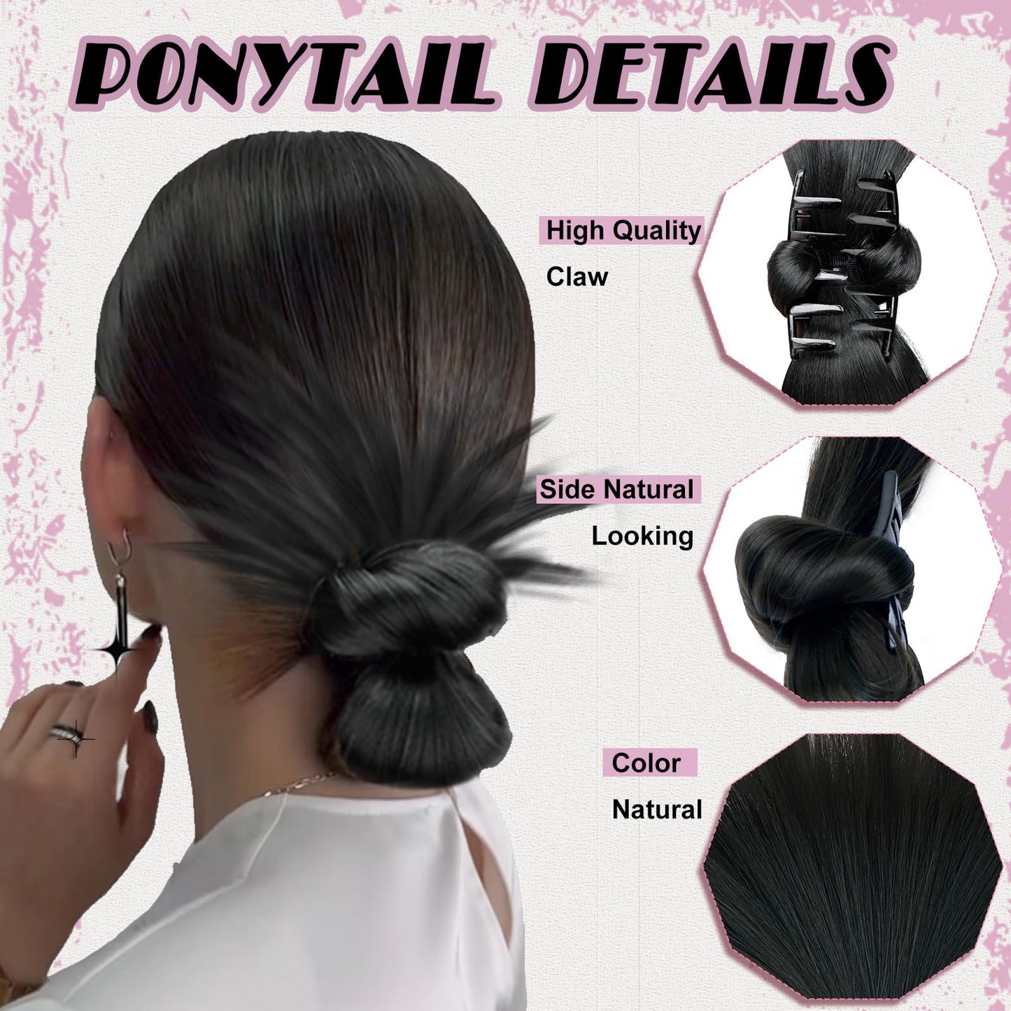 Clip-on Feather Bun Wig