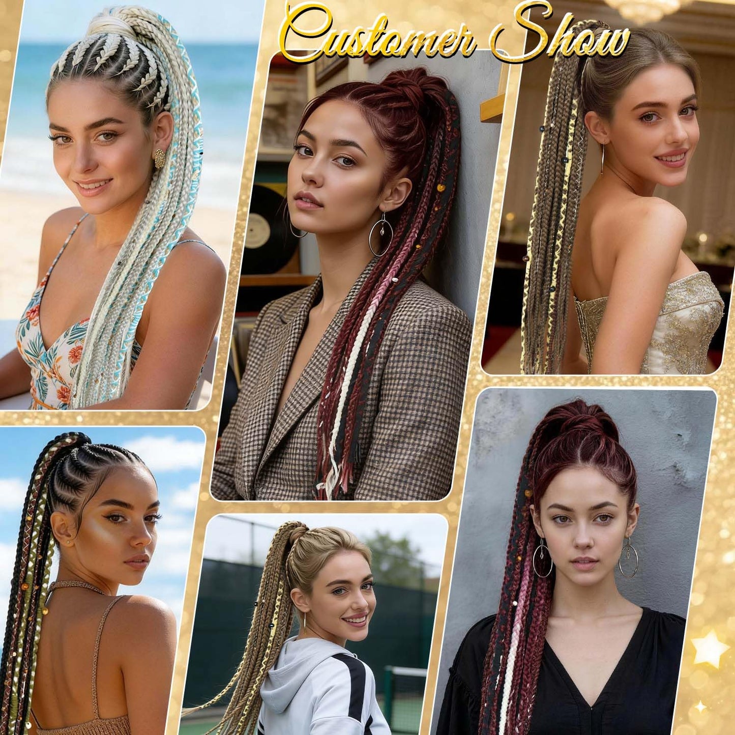 Long Boho Braided Ponytail Extension with Hair Ties, 24" Viking Dreadlock Ponytail Extension, Hand-braided Soft Braided Ponytail Extensions Synthetic Hair for Women