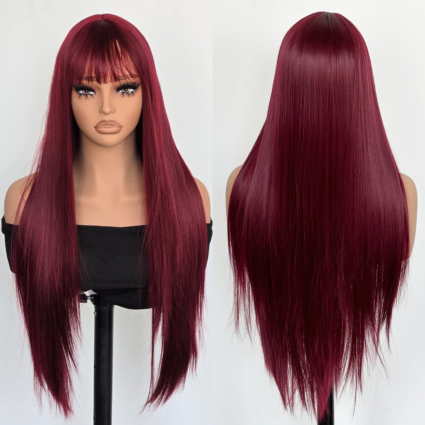 Colorful Long Straight Wig with Bangs