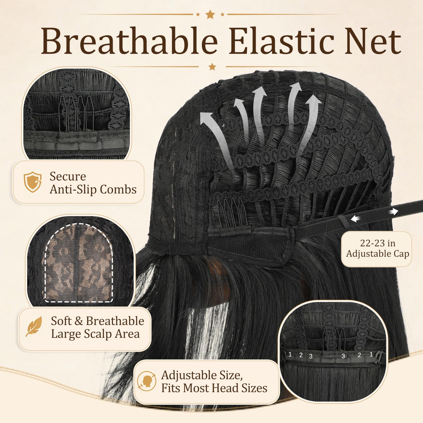 26" Long Layered Wig for Women with Bangs | Realistic Scalp | Freestyle Parting | Heat-Resistant Synthetic Hair